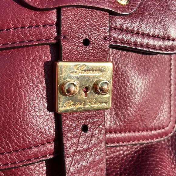 Ralph Lauren leather maroon berry burgundy large hobo bag purse Governors Lodge - Picture 17 of 17